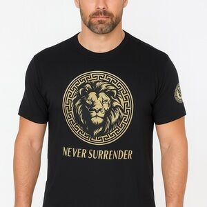 Gold and Black Lion Medallion Short Sleeve Tee